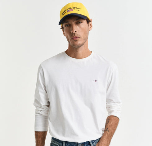 Gant tshirt גאנט חולצת טישרט שרוול ארוך בצבע לבן